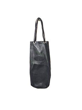 VTG 90s Pebbled Leather Cylinder Bag/Wine Carrier Minimalist Narrow Tote Bag